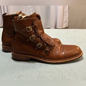 Lucchese Massimo BL 1504 Buckle Brown Leather Boots 9 D Scotch Grain